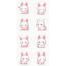 "Pink Rabbit" Round Stickers 